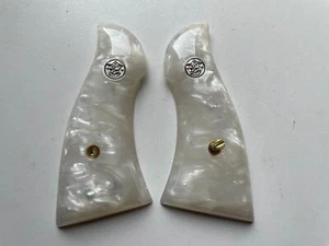 New! remade Grip for S&W K/L frame Square Butt White little Pearl resin Panel - Picture 1 of 8