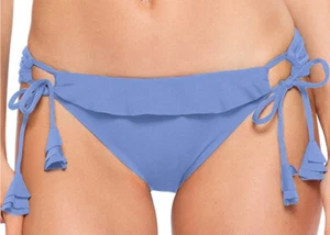 Parte inferior de bikini Becca para mujer con volantes Socialite lazo lateral azul niebla talla S 9249 - Imagen 1 de 2