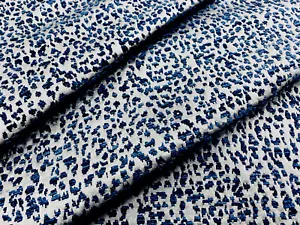 Fäden blau Chenille Tierhaut Punkte Punkte Polster Stoff - Astra Indigo 5,50 Yard - Bild 1 von 3