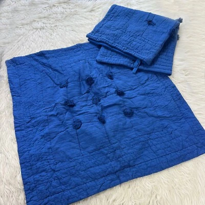 Fundas de almohada azul 26" x 26" con borla de pompón atado trasero para caja y barril Foto 1 de 4