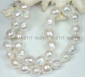 Natural Huge 11-13mm South Sea White Baroque Edison Pearl Necklace 18 inch - Picture 1 of 6