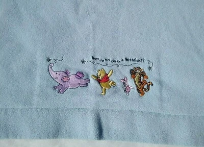Disney Blue Baby Blanket How Do You Catch A Heffalump Fleece Pooh Tigger Piglet - Image 1 of 4