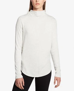 Calvin Klein Performance Women's Mock-Neck Rib-Sleeve Pullover Top; Grey (XL) - Picture 1 of 1