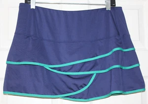 Lucky in Love Large Athletic Skort Tennis Layered Tiered Skirt Navy Blue green - Picture 1 of 7