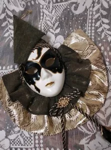 ANCO Ceramic Mask Art Décor Vintage Wall Hanging Length 14" - Picture 1 of 13