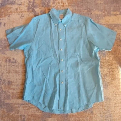 Brooks Brothers Slim Fit Irish Linen 100% Flax Bright Blue Original Polo Mens XL - Image 1 of 4