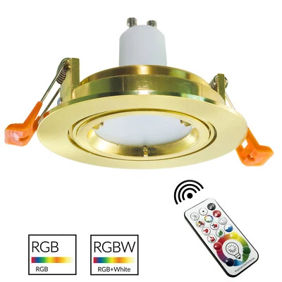 Faretto rotondo dorato incasso 80mm lampada LED GU10 RGB RGBW luce multicolore - Immagine 1 di 4