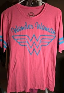 DC Comics Wonder Woman Pink Teal Cap Sleeve Graphic Logo Top T-Shirt Youth XL  - Picture 1 of 4