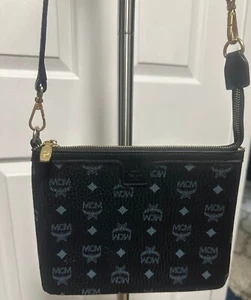 MCM Black Leather Crossbody Authentic So cute for Summer! - Picture 1 of 7