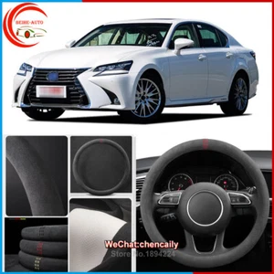 For Lexus GS300 Black Alcantara Car Steering Wheel Cover All Seasons Suede Case - Picture 1 of 10