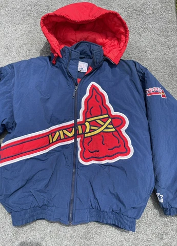 Atlanta Braves Starter mlb baseball Detach hoodie Zip Up Winter jacket Sz-L Cover