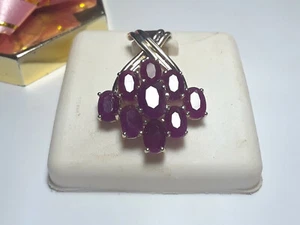 5.00cttw Natural Oval Ruby large cluster "X" Top 14Kt Yellow Gold Pendant #15981 - Picture 1 of 4