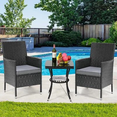 Gartenmöbel Balkonmöbel Balkonset Loungemöbel Rattan 3 teilig Lounge Set klein - Bild 1 von 4