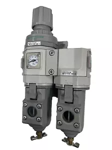 CKD Air Filter Regulator W3000-10-W-M + Oil Mist Filter M3000-10-W-M COMBO 3/8" - Picture 1 of 4