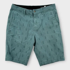 Volcom Chino Shorts Mens 31 Blue Geometric Cotton Flat Front Y2K Skater - Picture 1 of 6