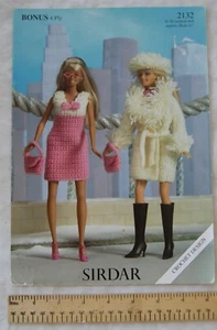 Vintage: Sirdar 2132 crochet dress, coat, hat and bag, 11" doll, 4 ply - Picture 1 of 1