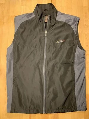 Chaleco de golf Greg Norman para hombre pequeño rompevientos negro cuello en V, forrado usado en excelente estado Foto 1 de 4