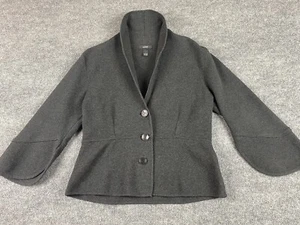 Alfani Peplum Cardigan Sweater Dark Gray Long Sleeve Flared Women's Size L - Picture 1 of 8