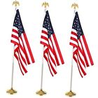 3 Sets 8 Ft Telescoping Indoor Flag Pole Kit 3 X 5 Ft Us American Flag With