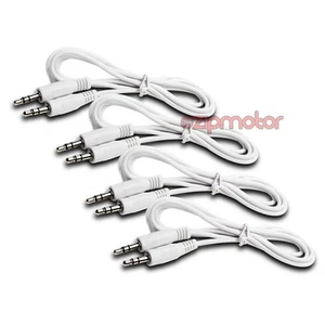 4X 5FT 3.5MM M/M JACK AUX STEREO CABLES CORD IPAD IPHONE IPOD MP3 CAR ZUNE WHITE - Zdjęcie 1 z 1