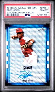 RECE HINDS 2018 Leaf Perfect Game All AM Blue Wave /10 RC ON CARD Auto PSA 10 - Picture 1 of 3