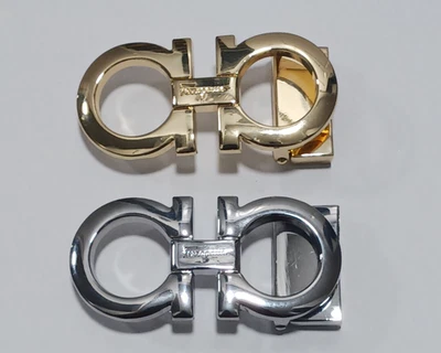 2 hebillas de cinturón Salvatore Ferragamo para correas de cinturón reversibles (oro y plata) Foto 1 de 4