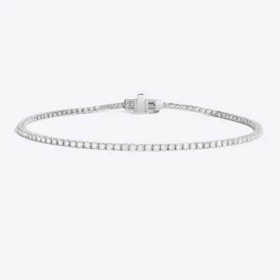 18K White Gold Womens Bracelet 1 Carat GLI HRD Certified Lab Grown Round Diamond - Image 1 of 4