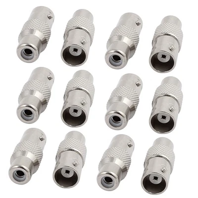 12Pcs BNC Female to RCA Female Jack RF Coaxial Cable Connector for CCTV Camera Foto 1 de 3