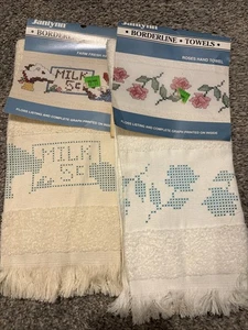 Janlynn Borderline Cross Stitch Hand Towel, Roses And Farm Fresh Pattern - Picture 1 of 4