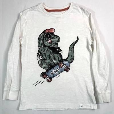 TOMMY BAHAMA Boys' White Long Sleeve Dinosaur Skateboard Graphic T-Shirt Size M - Image 1 of 4