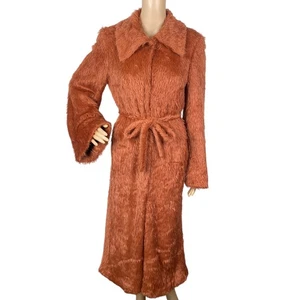 Cache Vtg Burnt Orange Faux Fur Belted Penny Lane Coat SZ S - Picture 1 of 14
