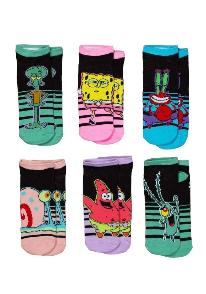 Spongebob Women's Ankle Socks Pack of 6 Pairs - Official Nickelodeon - Image 1 of 4