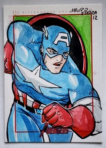2012 Marvel Greatest Heroes SketchaFEX Captain AMERICA Sketch Card Mauro Fodra - Picture 1 of 2