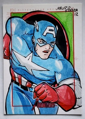 2012 Marvel Greatest Heroes SketchaFEX Captain AMERICA Sketch Card Mauro Fodra - Image 1 of 2