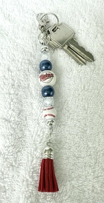 Minnesota Twins Beaded Keychain with Team Logo-Handmade MLB Fan Gifts - Image 1 of 4