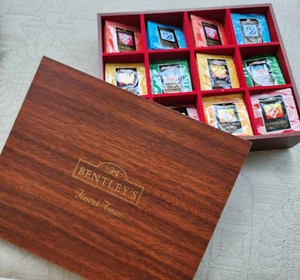 Bentleys Wooden Tea Box Finest Teas with 12 Lined Compartments and 137 Tea Bags - Picture 1 of 10
