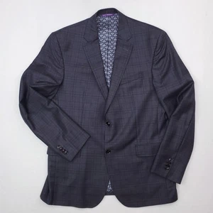 Ted Baker Blazer Mens 42R Charcoal Gray Plaid Wool Endurance Sport Coat Jacket - Picture 1 of 19