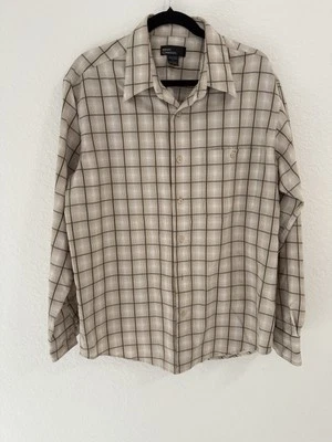 Marc Edwards men's brown plaid shirt. Long-sleeved, button-down, casual everyday - Image 1 of 4