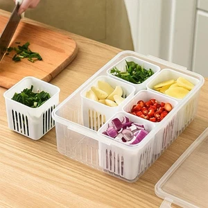 Refrigerator Drain Box Fresh-keeping Organizer for Garlic, Onion, Veggies - Picture 1 of 9