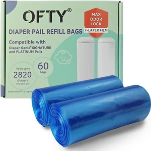OFTY Diaper Pail Refills Compatible with Diaper Genie Easy Roll Pail 60 Bags New - Picture 1 of 7