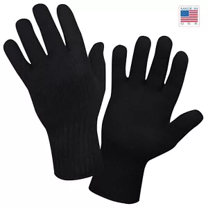 Black Wool Blend Glove Liner - Winter Cold Weather Military Blank Gloves US Made - Picture 1 of 1