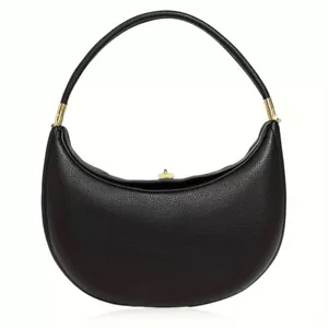 Crescent Bag 4-Way Black Leather Luna Bag Half Moon Hobo Chic Trendy Tik Tok - Picture 1 of 9