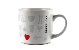 Starbucks Spellout Things I Love tazza da tè espresso bianco grigio 7,8 oz cuore rosso  - Foto 1 di 12