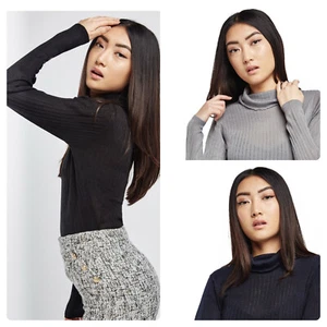 Damen Schildkrötenrolle hoher Ausschnitt Feder Arbeitskleid Pullover Mode gerippte Tops - Bild 1 von 10