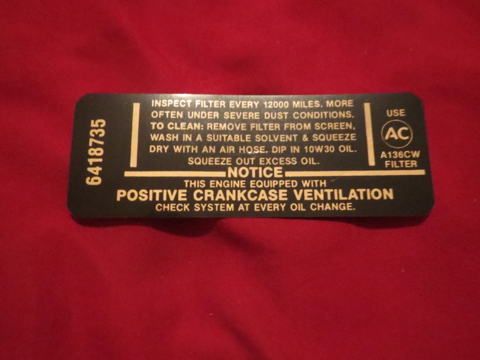 Chevrolet Chevelle El Camino Camaro 1966 1967 (todos) 250 155 hp filtro de aire base D Foto 1 de 1