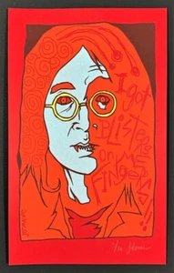 John Lennon HANDBILL I Got Blisters On My Fingers!! Silkscreen Signed Jermaine - Picture 1 of 1