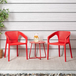 Gartenmöbel Set Sitzgruppe Lounge Essgruppe Gartenset Rot 3 teilig Homestyle4u - Bild 1 von 12