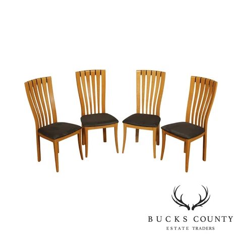 Modern Art Deco Style Set 4 Italian Maple Slat Back Dining Chairs Cover