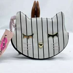 Betsey Johnson White Luv Kitty Katze Kätzchen Handgelenk Geldbörse Geldbörse NEU Neu mit Etikett - Bild 1 von 6