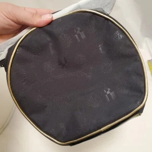 Estee Lauder Black Gold Zippered Cosmetic Makeup Hand Bag Clutch Pouch Circle - Picture 1 of 8